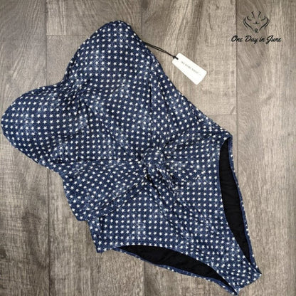 We Wore What One Piece Swimsuit Blue Star Tie Front Strapless NWT Size XL