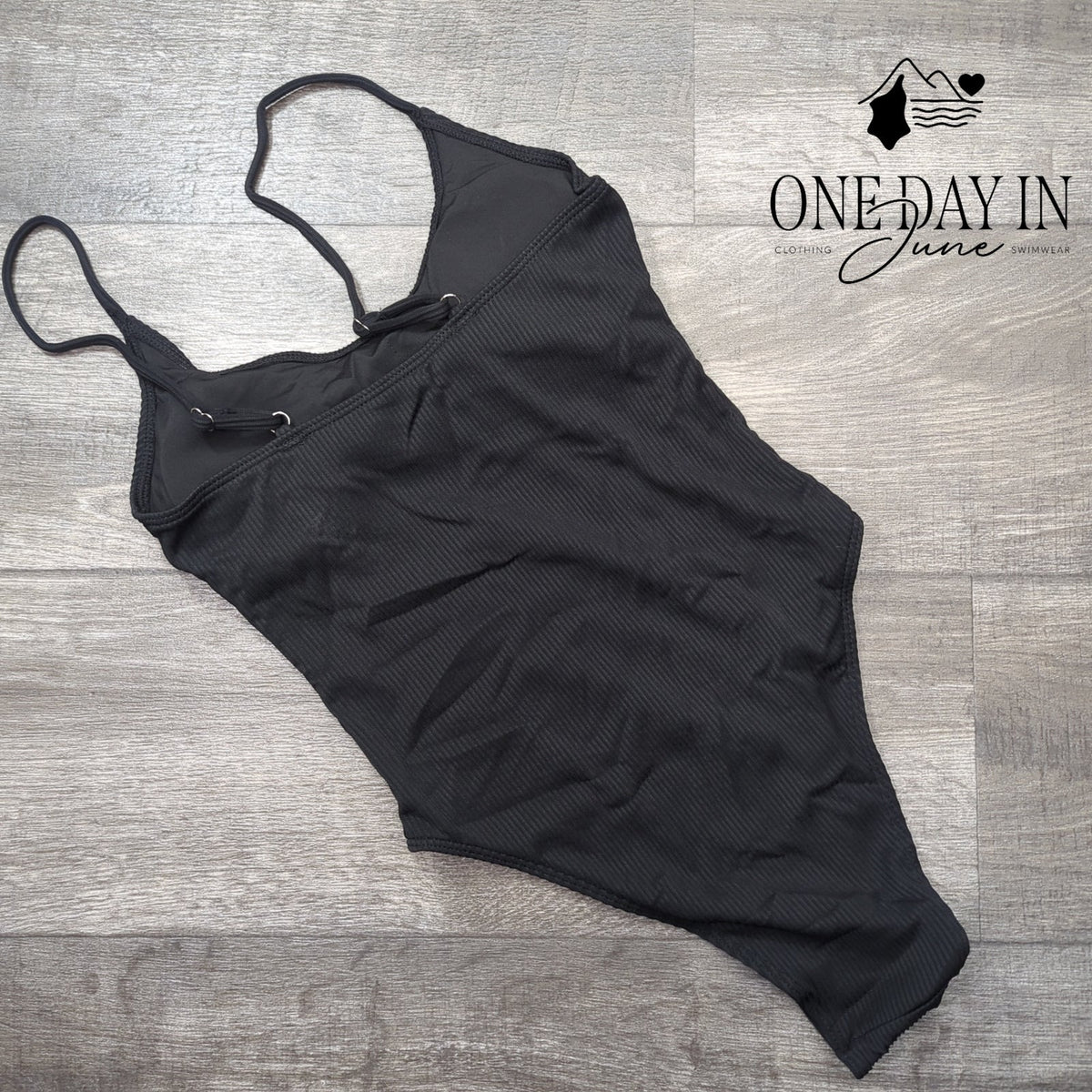 Aleumdr Ribbed High Cut Cheeky One Piece Swimsuit Black Size S