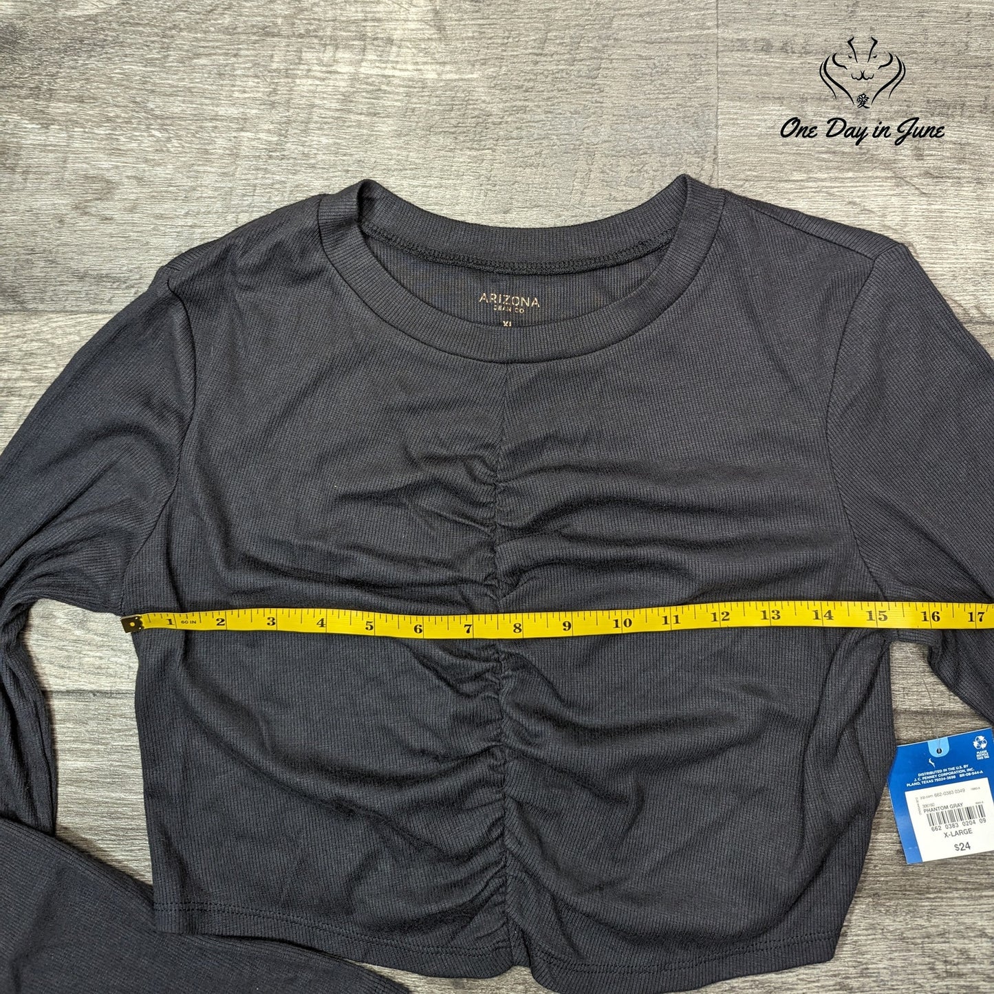 Arizona Jean Co. Ribbed Long Sleeve Ruched Top Size XL