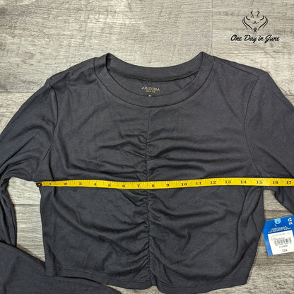 Arizona Jean Co. Ribbed Long Sleeve Ruched Top Size XL