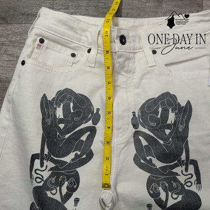 AG Adriano Goldschmied The Tomas Baggy Straight Jeans Graphic Print NWT Size 4
