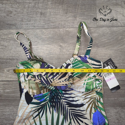 Island Escape Palm Springs Tahiti Ruffle Tankini Top Tropical NWT Size 6