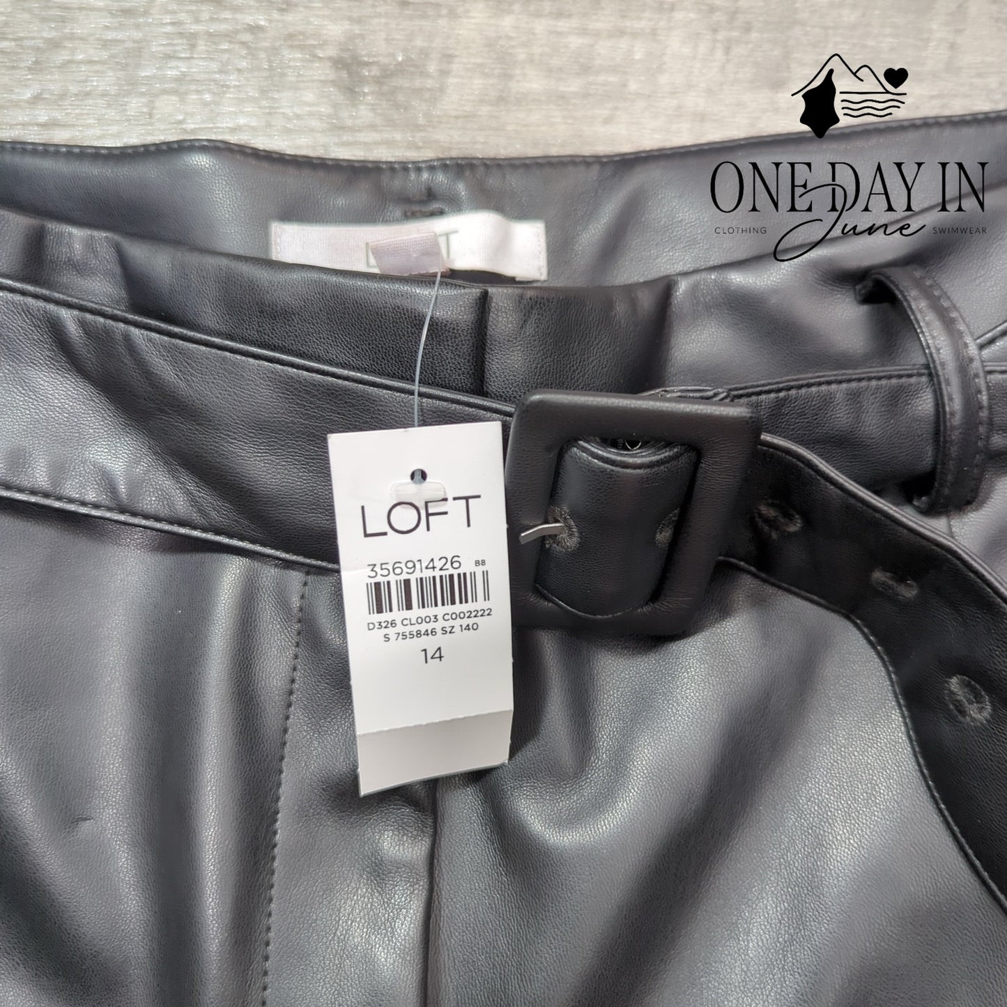 Loft High Waist Wide Leg Faux Leather Pants Size 14