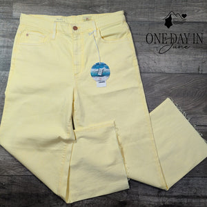 AG Adriano Goldschmied The Etta Wide Leg Crop Jeans Yellow NWT Size 4 (27)