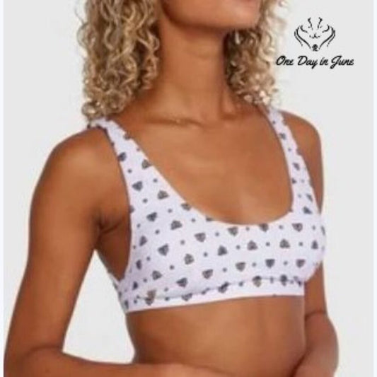 RVCA Foulard Bralette Bikini Top Lavender Floral Scoop Neck NWT Size XL