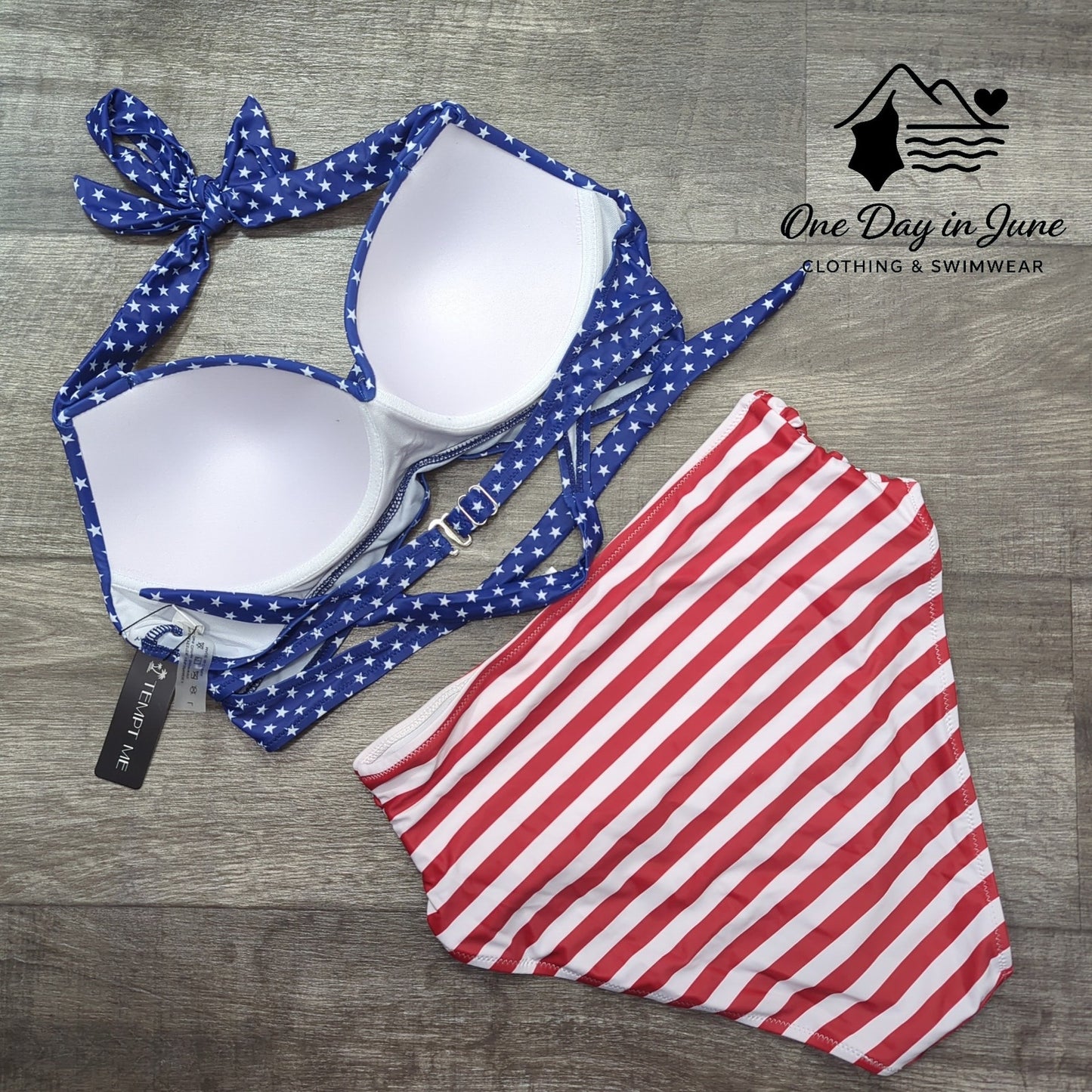 Tempt Me Cross Front Halter High Waist Bikini Swimsuit Size L