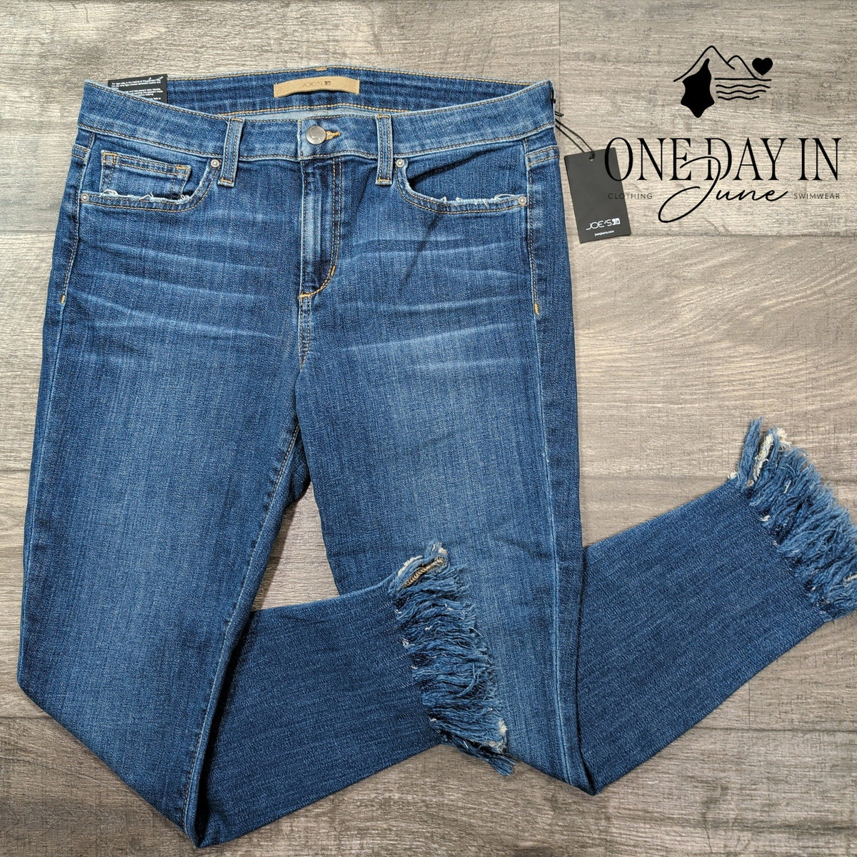 Joe's Jeans Skinny Crop Distressed Frayed Hem Jeans Blue NWT Size 10 (29)