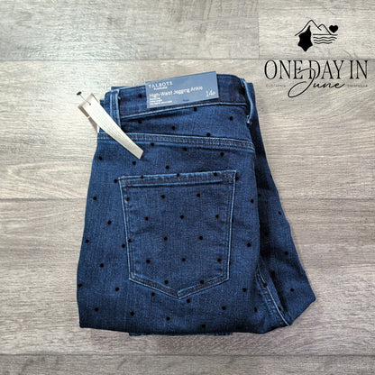 Talbots Flawless Petite High Waist Flocked Polka Dot Jegging Ankle Jeans NWT 14P