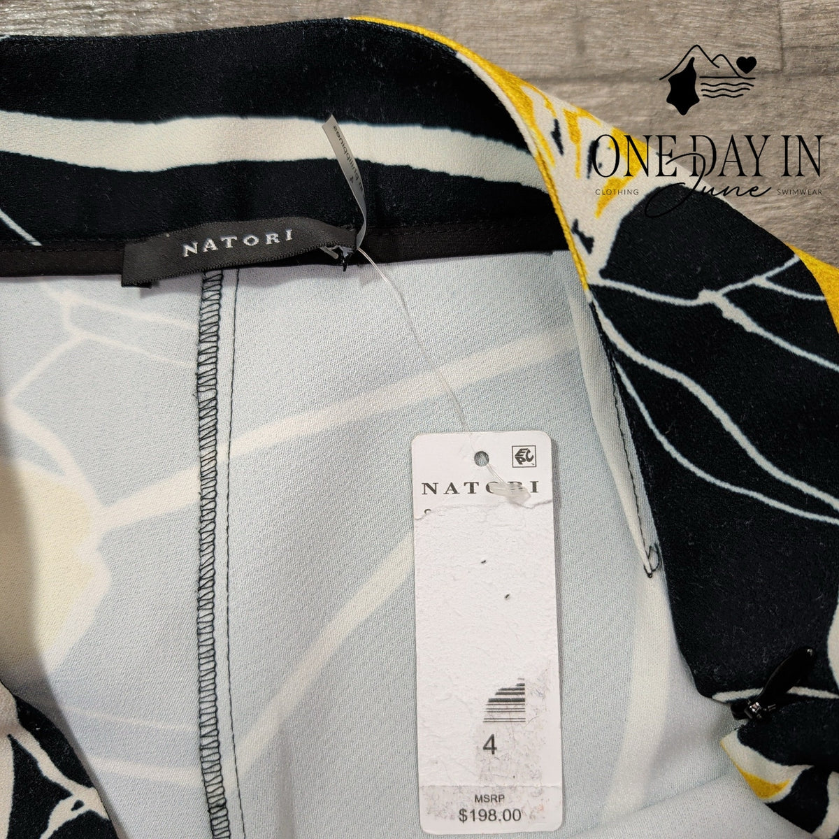 Natori Slim Fit Floral Pants Black Yellow White Side Zip NWT Size 4