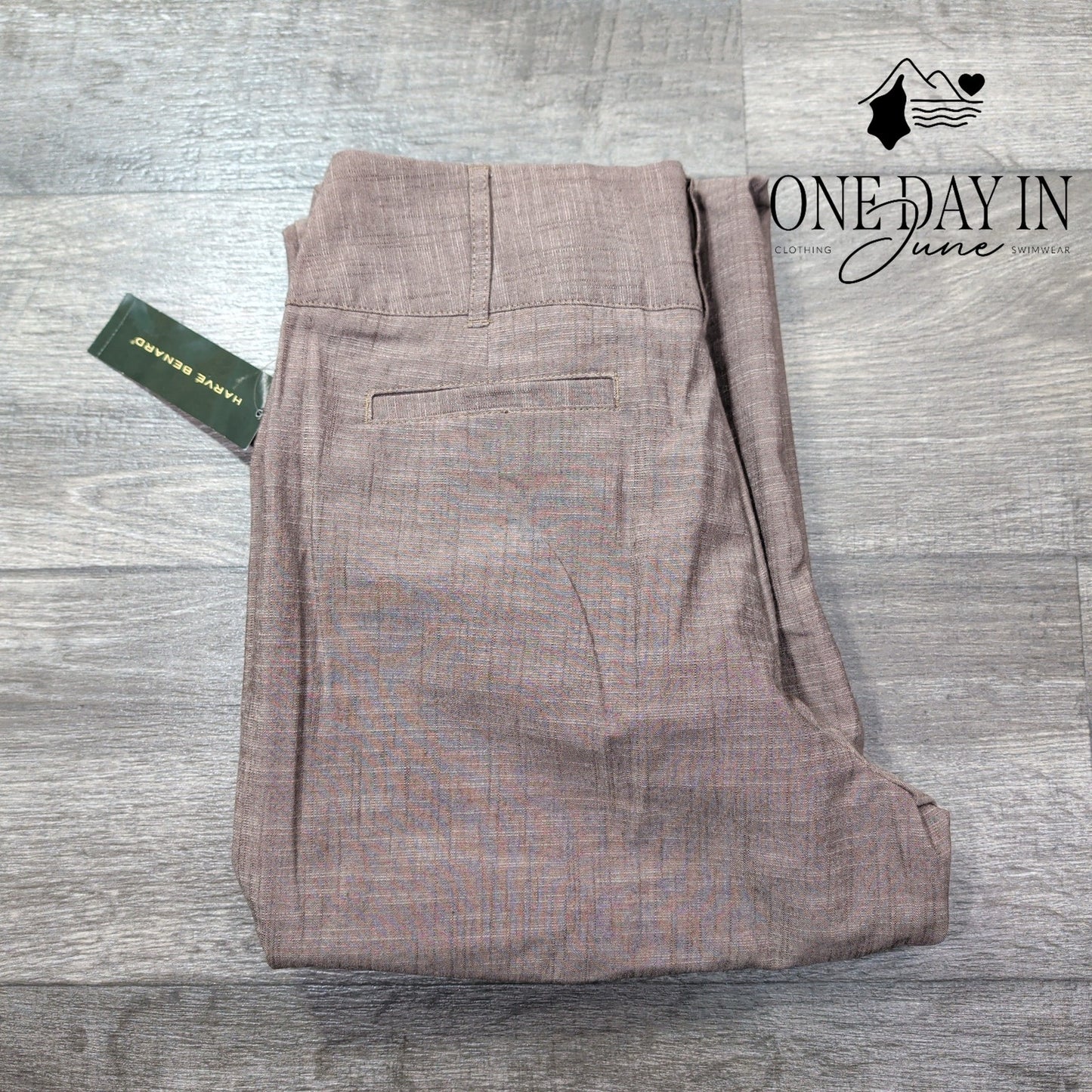 harve' benard Straight Leg Dress Pants Brown Taupe Career Trousers NWT Size 12