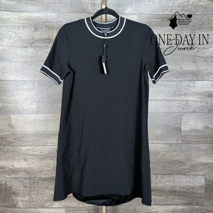 Rag & Bone Thatch Dress Black Crepe White Trim Hi Low Shift NWT $395 Size XXS