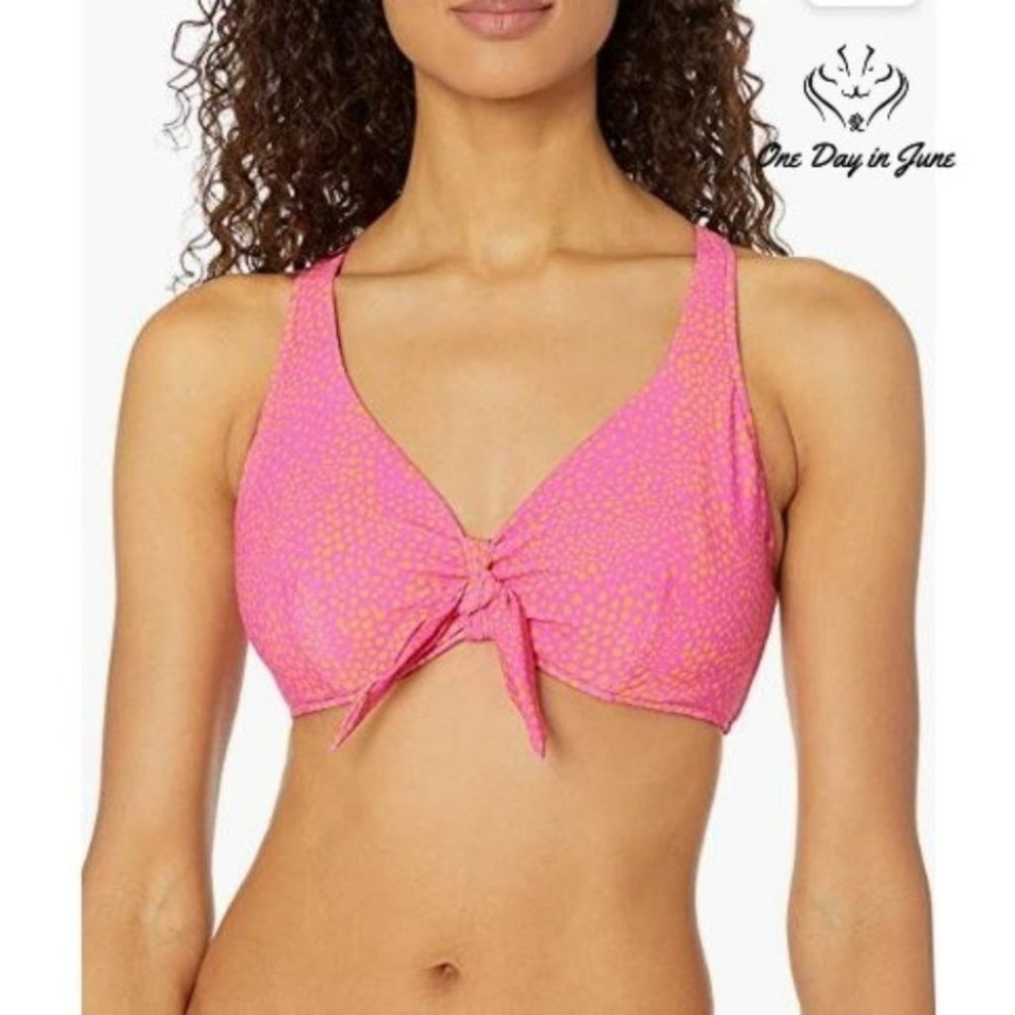 Seafolly Women's F Cup Tie Front Tank Bikini Top Swimsuit Size 4