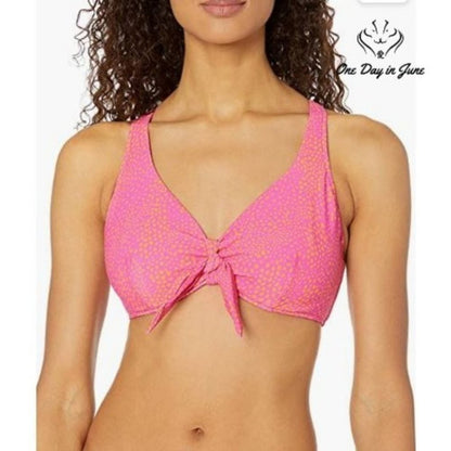 Seafolly Women's F Cup Tie Front Tank Bikini Top Swimsuit Size 4