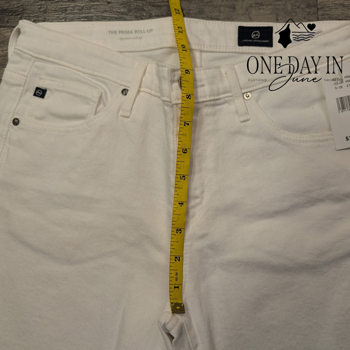 AG Adriano Goldschmied Prima Roll Up Cigarette Jeans White NWT Size 4 (27)