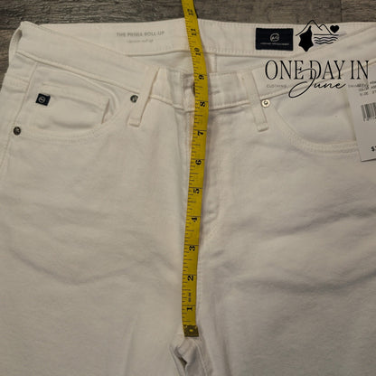 AG Adriano Goldschmied Prima Roll Up Cigarette Jeans White NWT Size 4 (27)