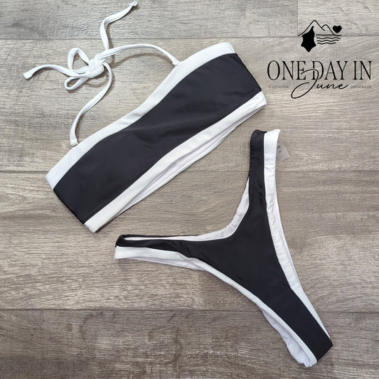 CharmLeaks High Cut Bandeau Thong Bikini Swimsuit Size S
