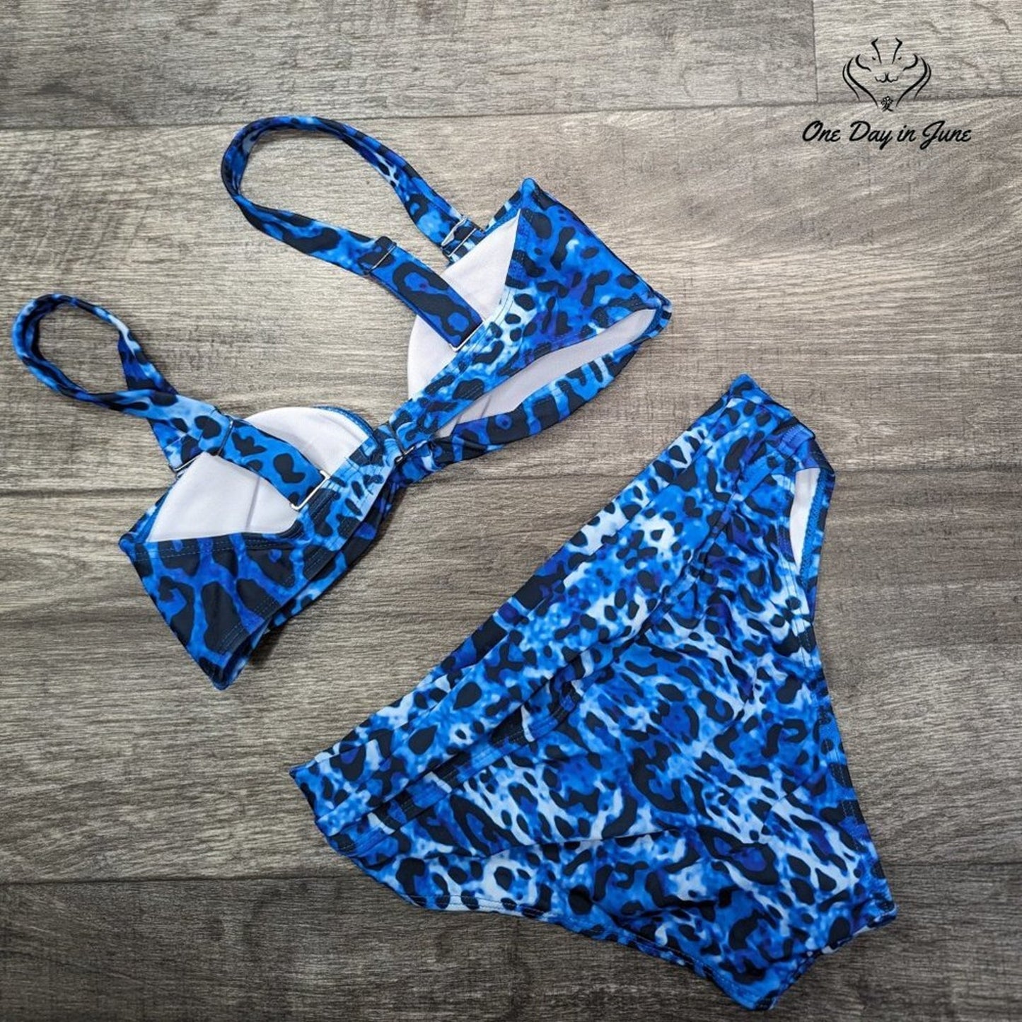 ODIJ Blue Leopard High Waist Bikini Size S