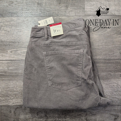 Talbots Flawless Five Pocket Straight Corduroy Pants Gray NWT Size 16W