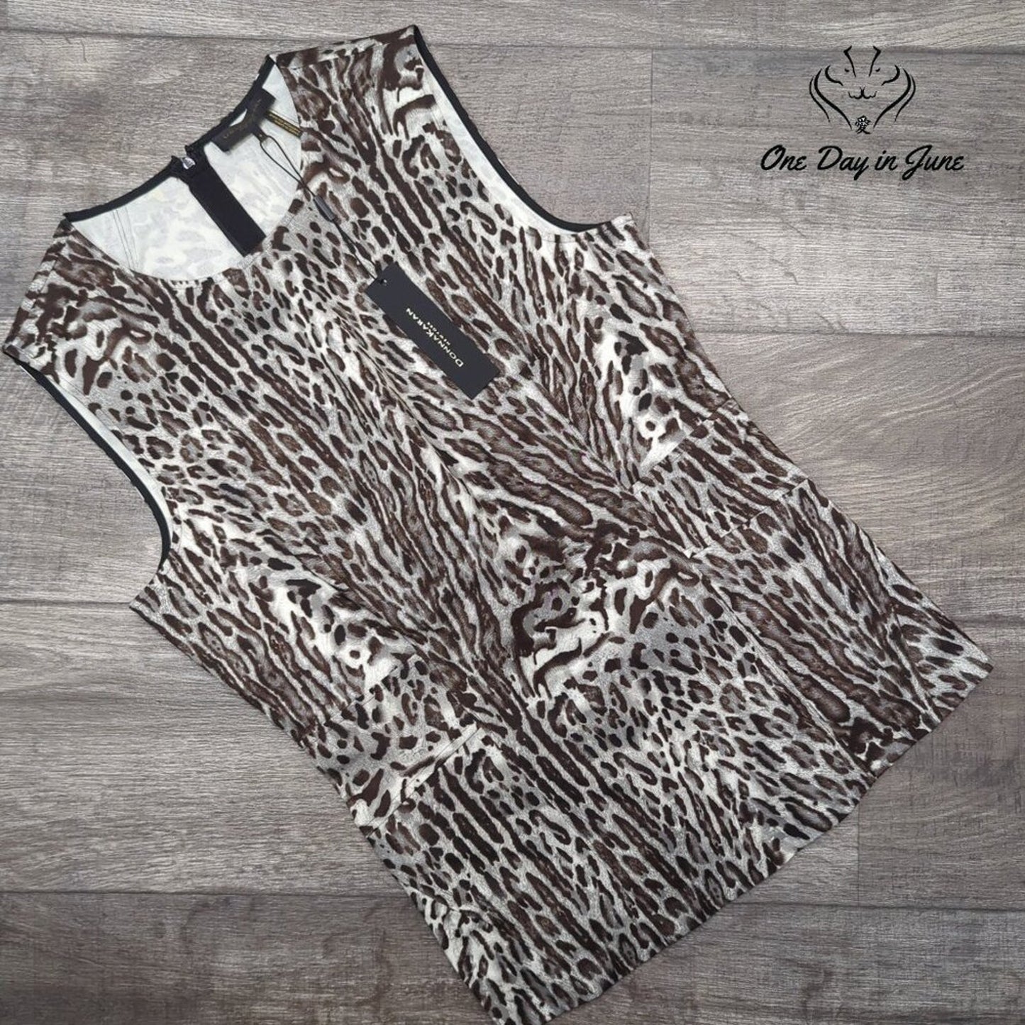 Donna Karen Animal Print Sleeveless Top Size 8