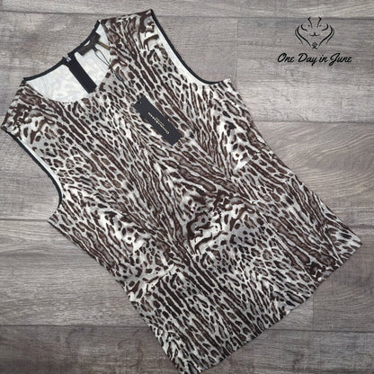 Donna Karen Animal Print Sleeveless Top Size 8