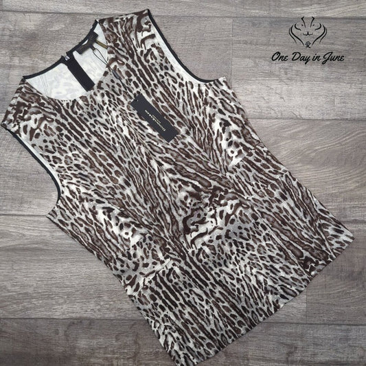 Donna Karen Animal Print Sleeveless Top Size 8