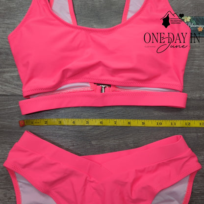 Blooming Jelly Crop Top Ruched Back Bikini Swimsuit Size S