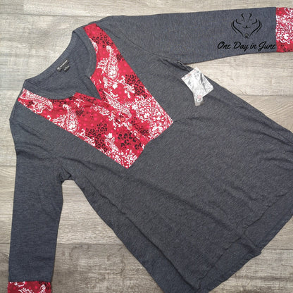 New Directions Long Sleeve V Neck Top Size S