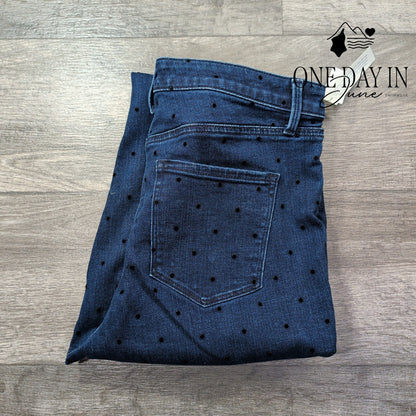 Talbots Flawless Petite High Waist Flocked Polka Dot Jegging Ankle Jeans NWT 14P