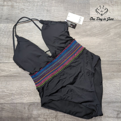 Bar III Smocking Solids One Piece Swimsuit Size M