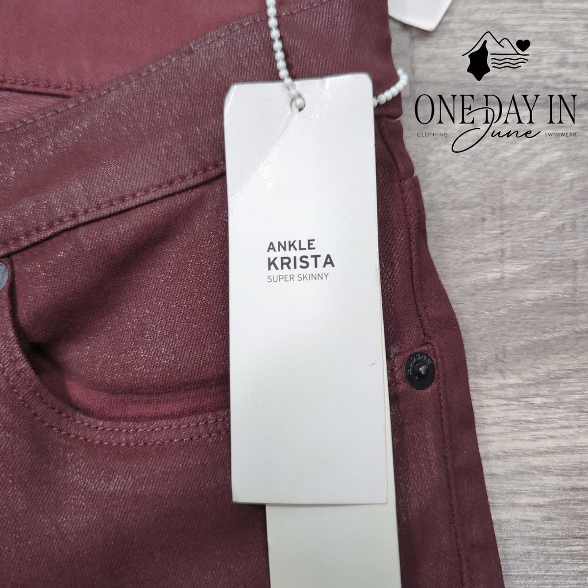 Hudson Krista Ankle Super Skinny Coated Rowe Burgundy NWT Size 10 (30)
