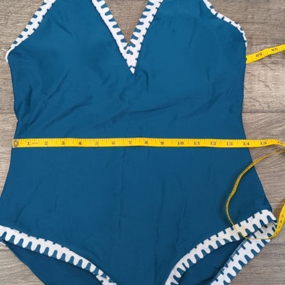 Tempt Me Vintage Deep V Neck Halter Backless Monokini Size L