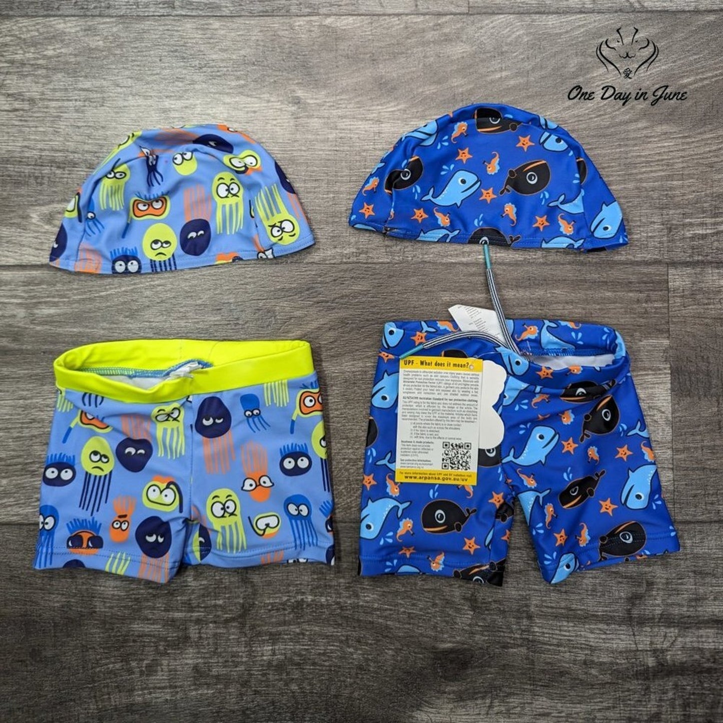 Bonverano 50+ Sun Protection Swim Shorts with Sun Cap 2 Pack Size 3-6 Mths