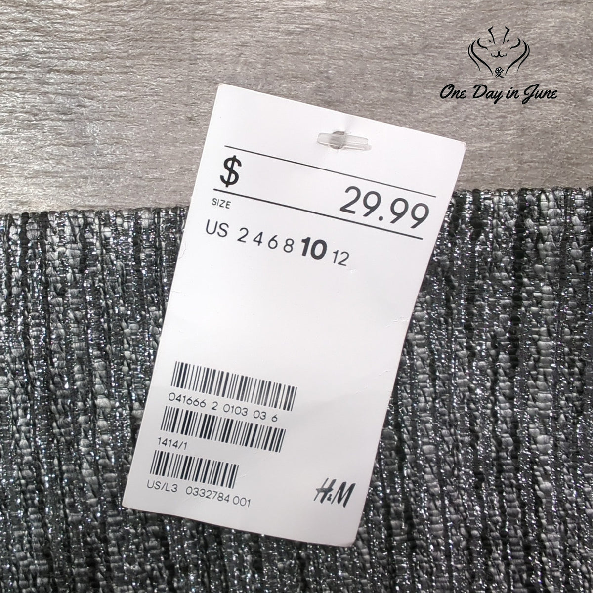 H&M Metallic Silver Textured A-Line Mini Skirt Party Holiday NWT Size 10