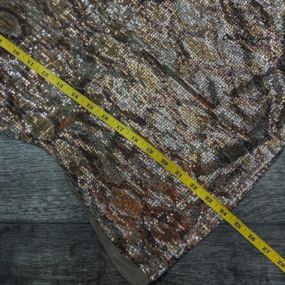 Cache Sequin Snakeskin Short Sleeve Top Size XS