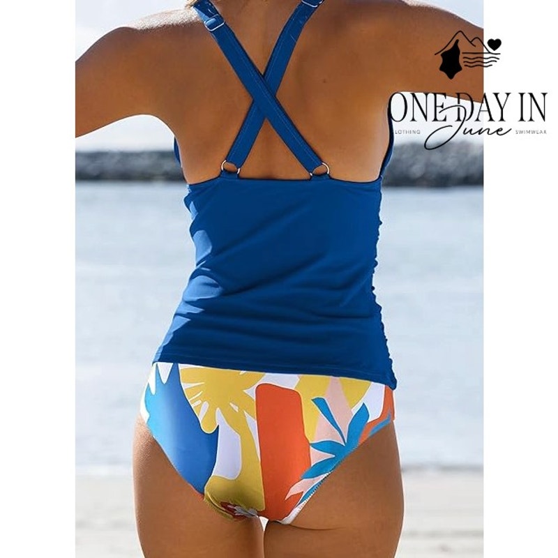Beachsissi V Front Tummy Control Tankini Swimsuit Size M