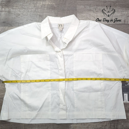 Worthington Button Front Short Sleeve Top Size XXL