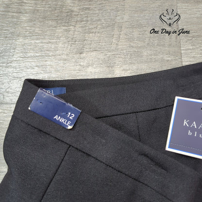 Kaari Blue Ankle Pants Black Pull On Slim Leg Career Dress Pants NWT Size 12