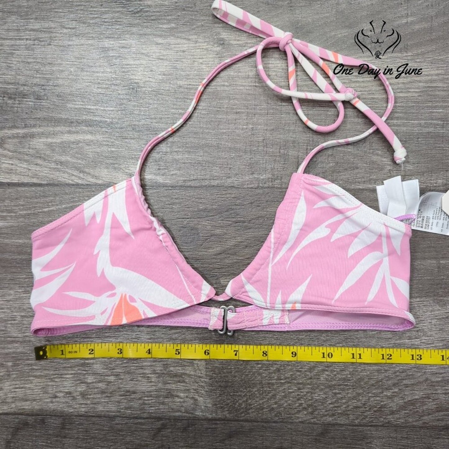Billabong Another Paradise Bandeau Bikini Top Pink Floral NWT $59.95 Size S