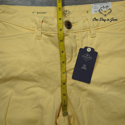 St. John's Bay 7 Inch Mid Rise Chino Shorts Yellow NWT Size 2