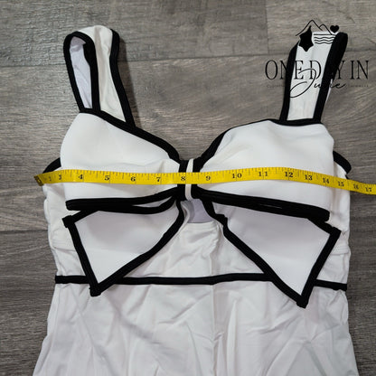 Flaxmaker Bow Front One Piece Swimsuit Size L
