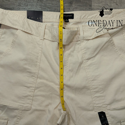 Banana Republic Belted Cropped Cargo Pants Ivory Cream NWT Size 16