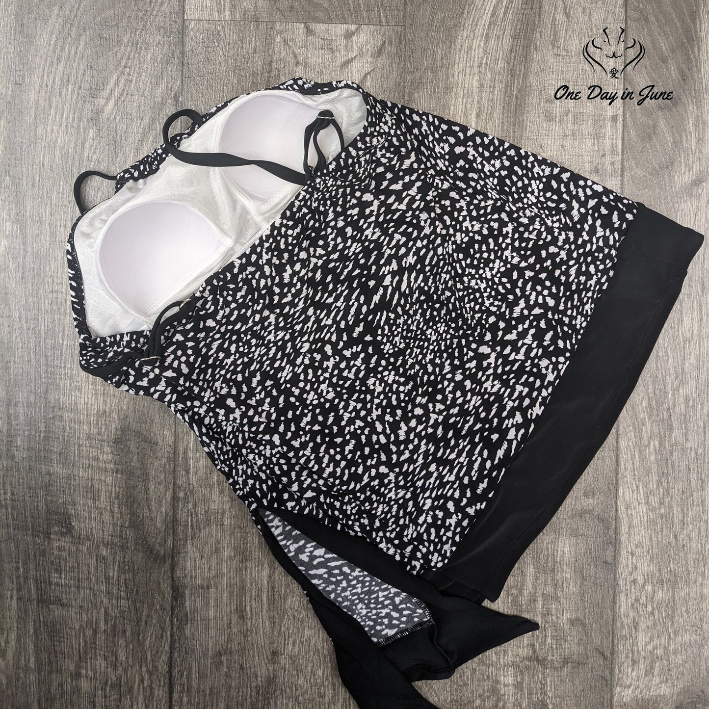 Coastal Blue Asymmetrical Hem Tankini Top Size L