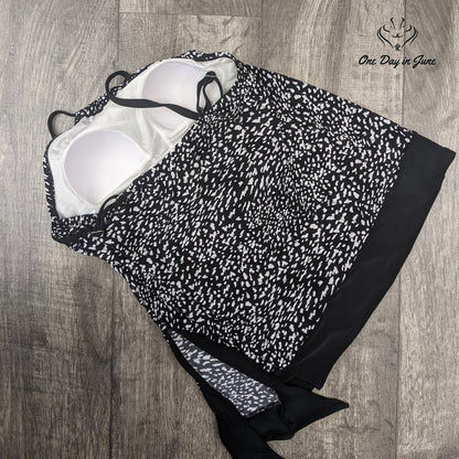 Coastal Blue Asymmetrical Hem Tankini Top Size L