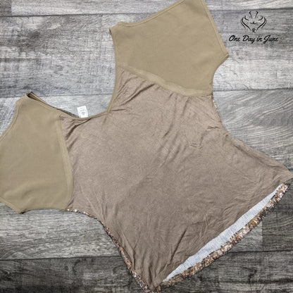 Cache Sequin Snakeskin Short Sleeve Top Size XS