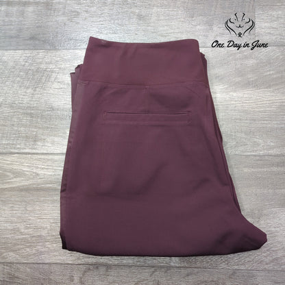 Athleta Endless Satin Side Stripe Pants Plum Burgundy NWT Size 14