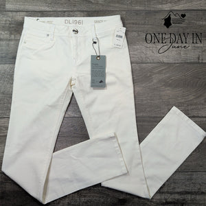 DL1961 Grace High Rise Straight Jeans Milk White 4-Way Stretch NWT Size 2 (26)