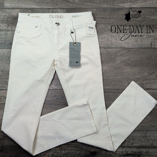 DL1961 Grace High Rise Straight Jeans Milk White 4-Way Stretch NWT Size 2 (26)