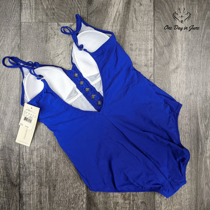 Gottex Date Night Sapphire V-Neck One Piece Swimsuit Size 12