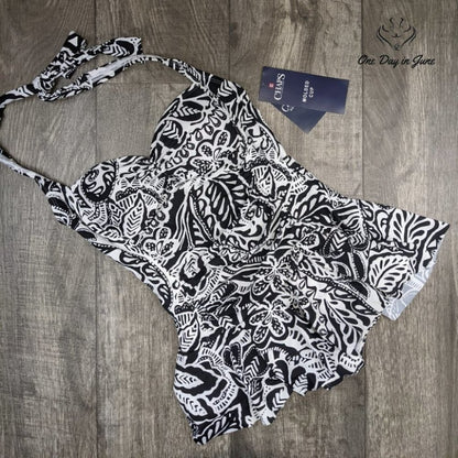 Chaps Front Skirted Halter One Piece Swimsuit Size 6