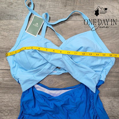 Eomenie Twist Front Tie Back Cutout One Piece Swimsuit Size L